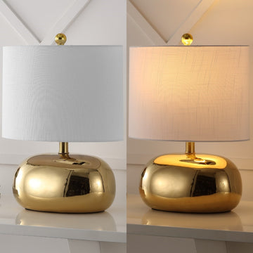 Calix 20" Mid-Century Glam Ceramic/Iron LED Table Lamp - JONATHAN Y